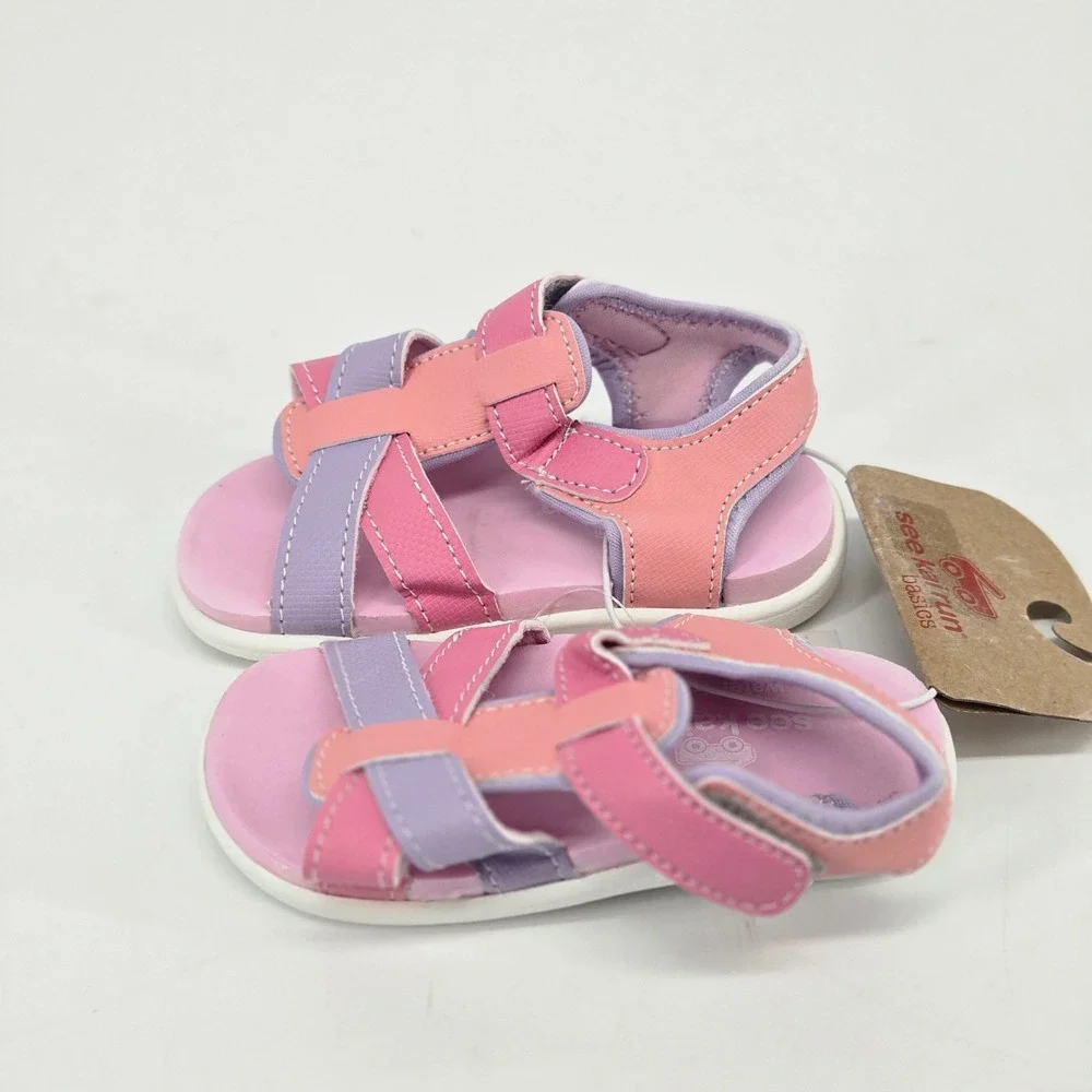 See Kai Run Basics Shayna Coral Multi Toddler Water Sandals Shoes Size 6 NWT